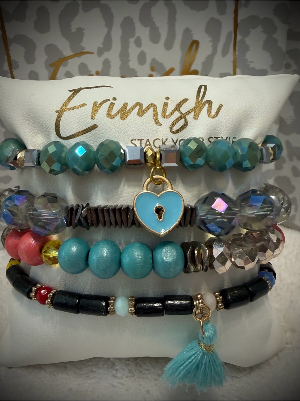 New ERIMISH Bracelets 4 Pc- Blue & Coral - Custom Regular, Kids or Extended Size